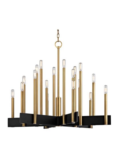 Abrams 18-Light Chandelier in Aged Brass.